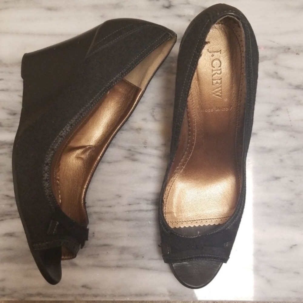 J. Crew Peep Toe Wedge Heel Size 8